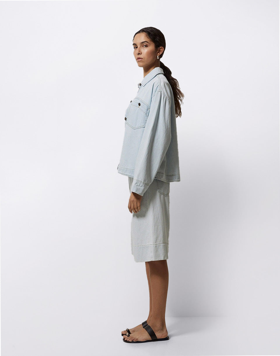 Indigoblauwe denim Bermuda-shorts