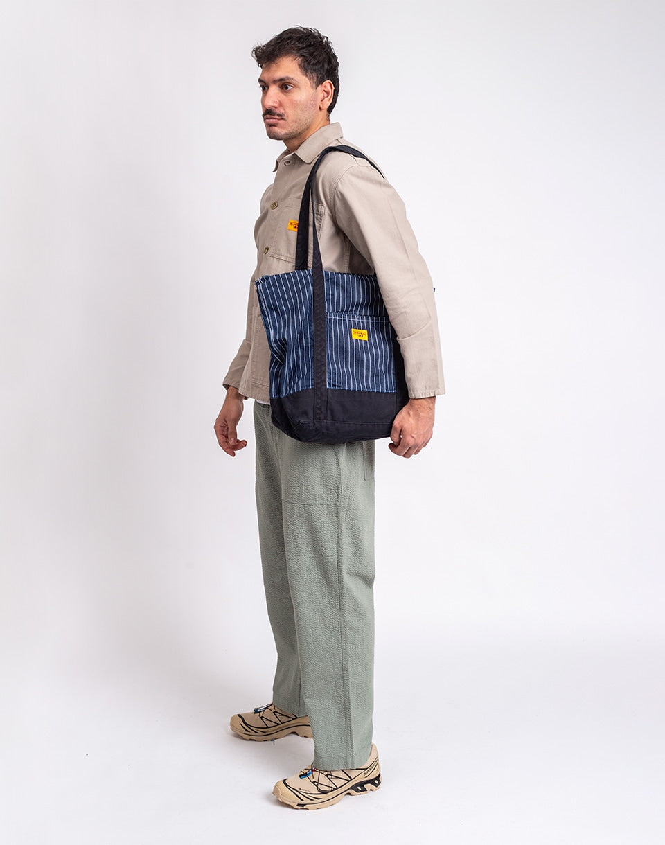 Pinstripe Denim Tote