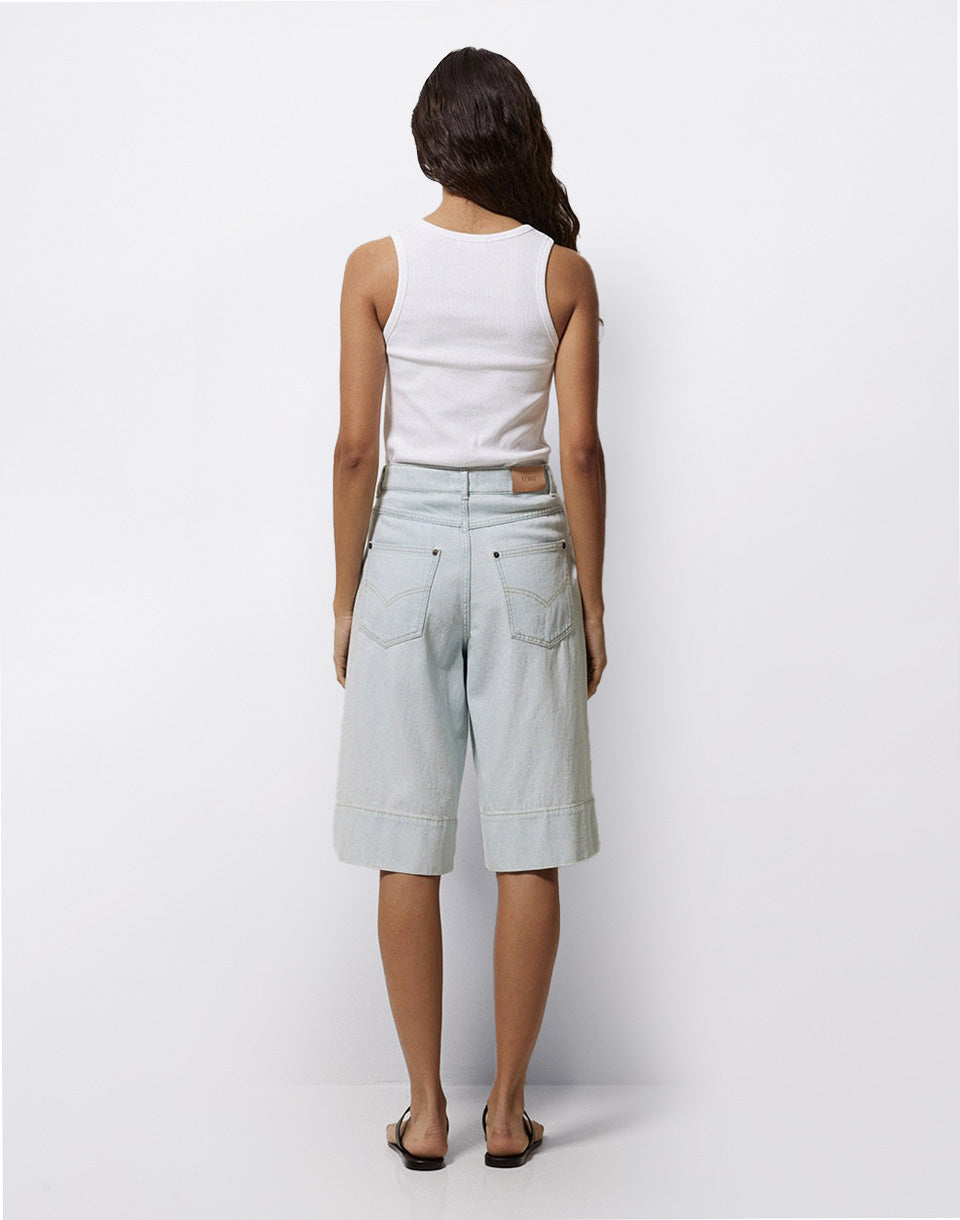 Indigoblauwe denim Bermuda-shorts