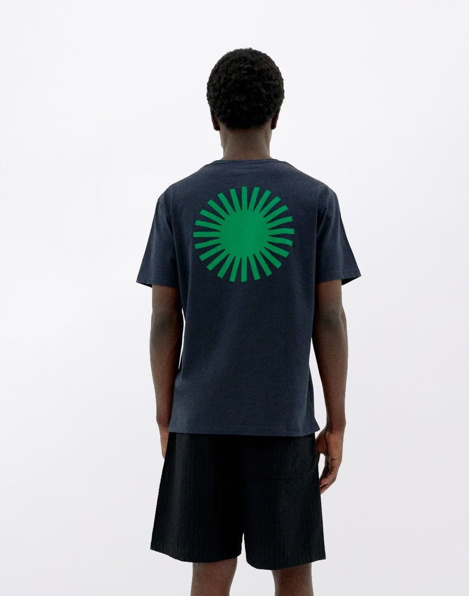 Navy T-Shirt Sun Green Back