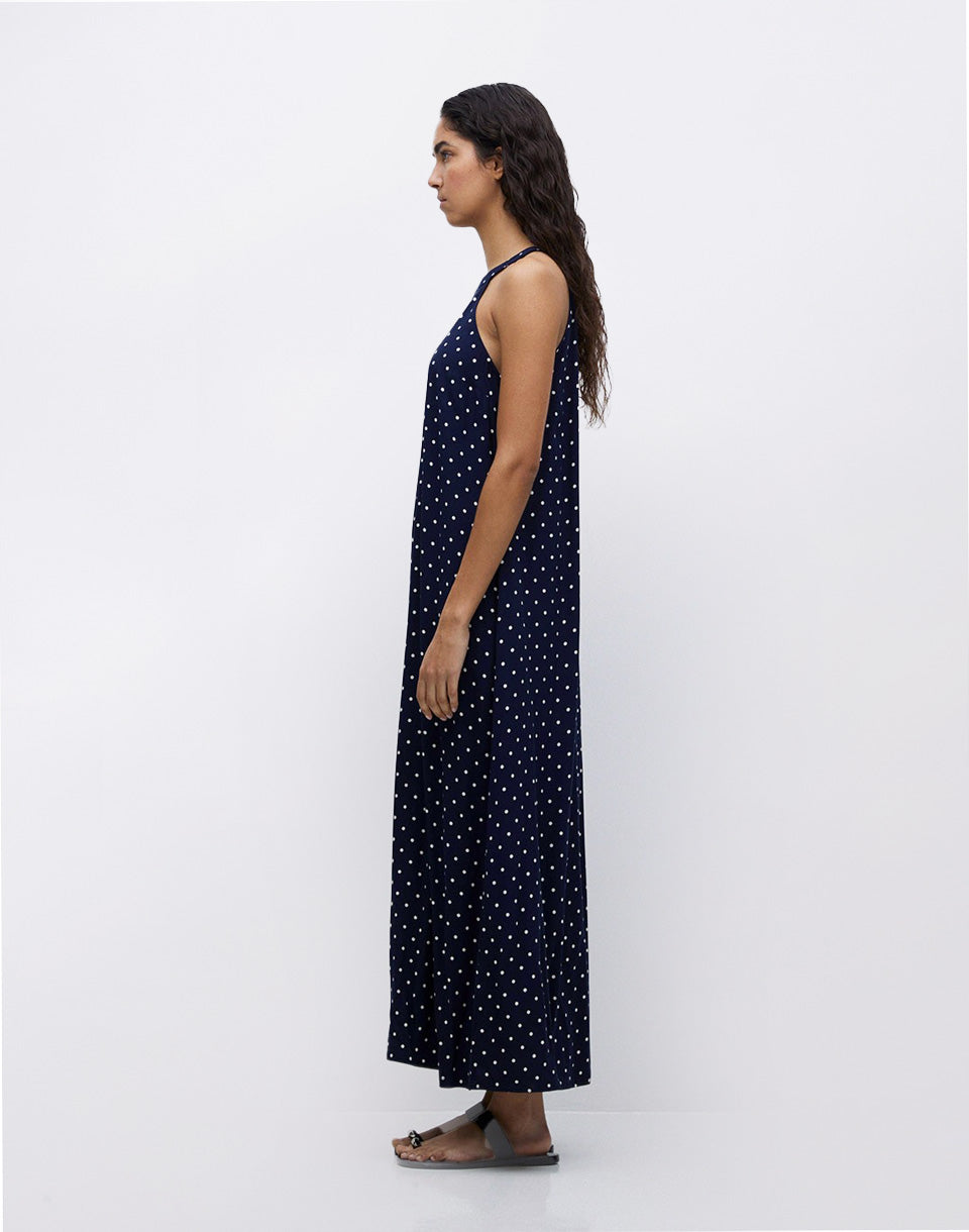 Blue Halter-Neck Long Dress