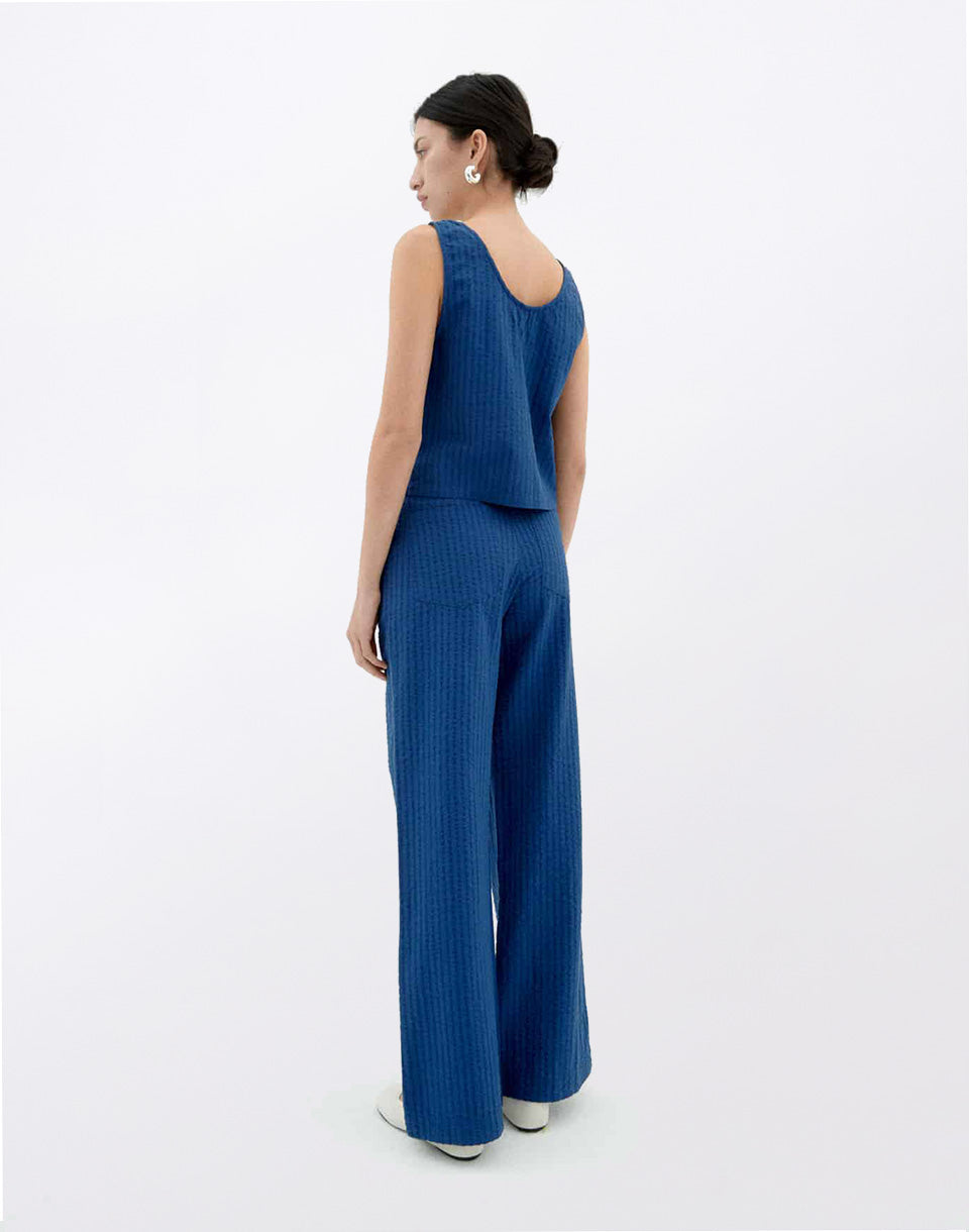 Cobalt Seersucker Manolity Pants