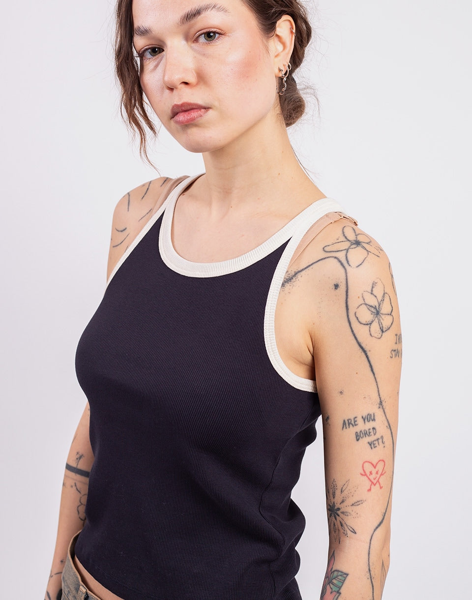 Navy Pannacota Contrast Harriet Top