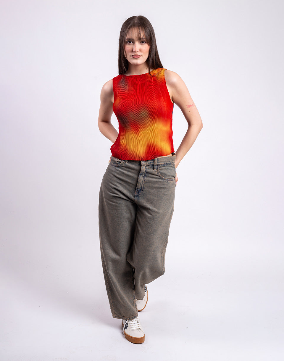 Flowers Pleated Dora Top