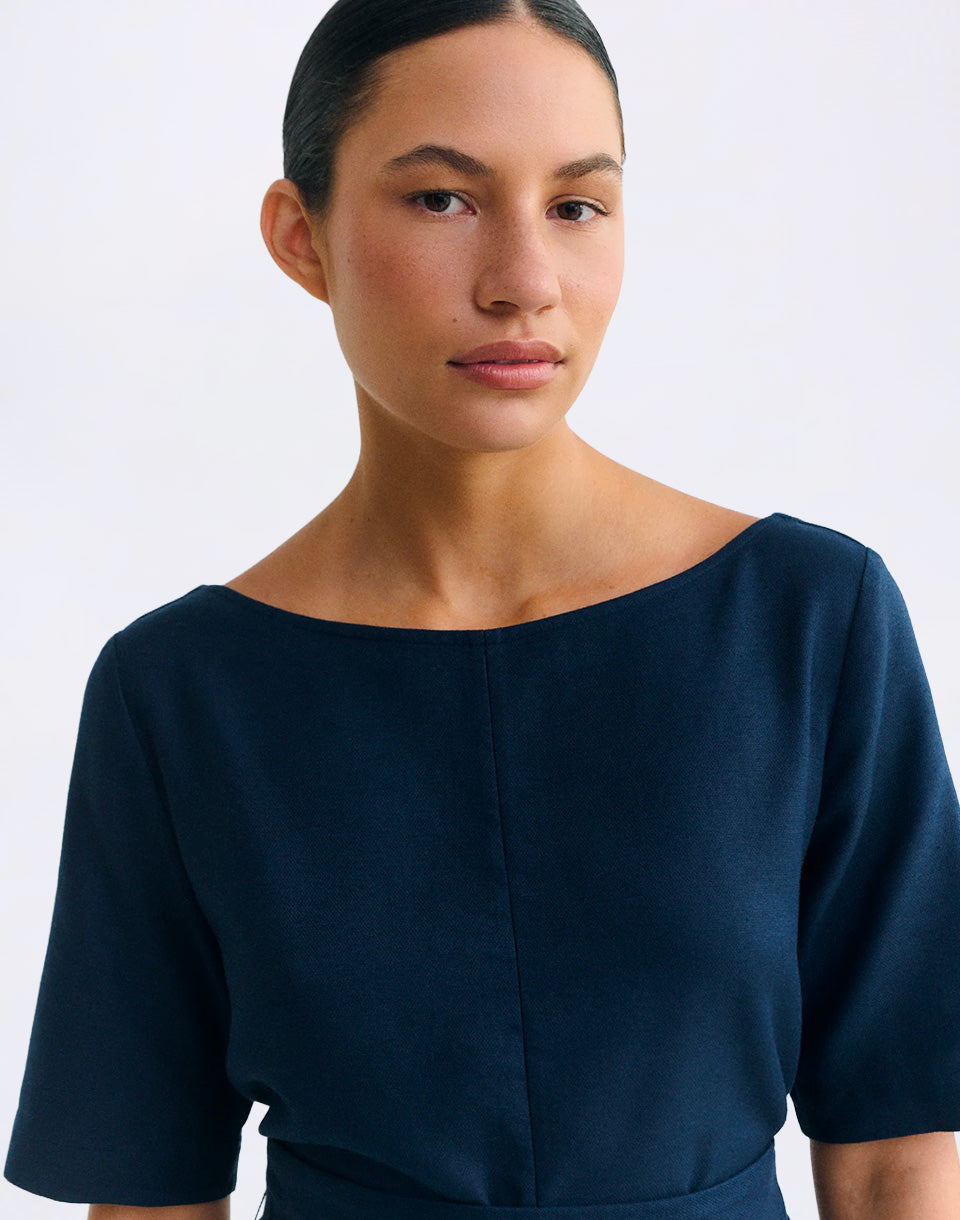 Navy Hemp Kieran Dress