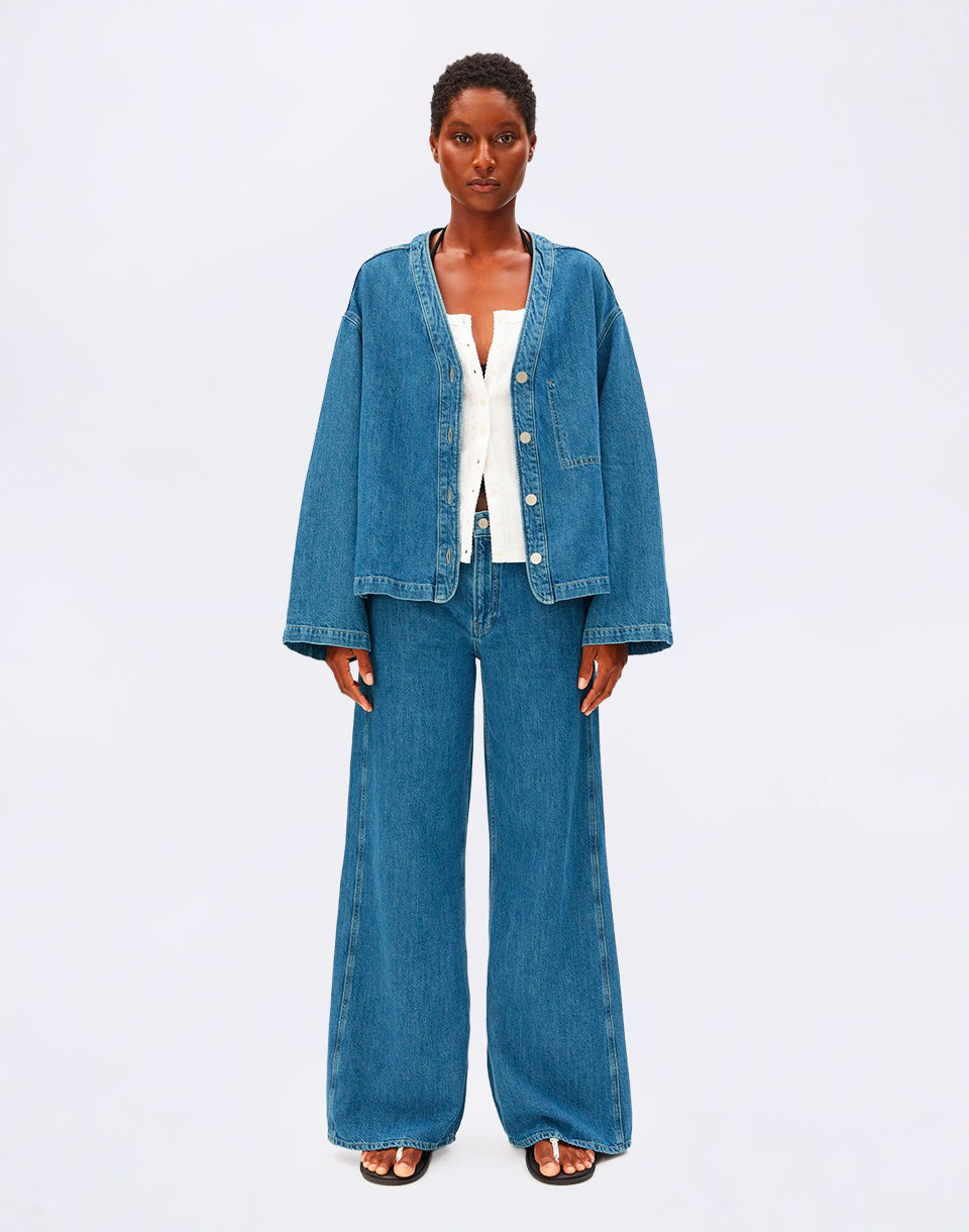 Linen Denim Shirt Jacket