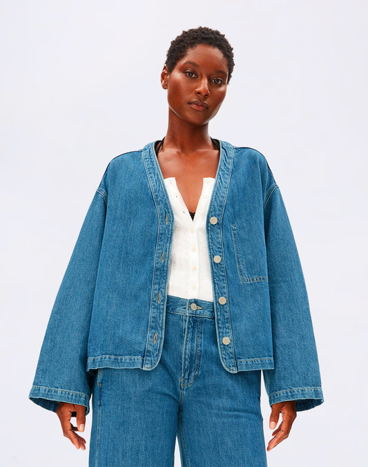 Linen Denim Shirt Jacket