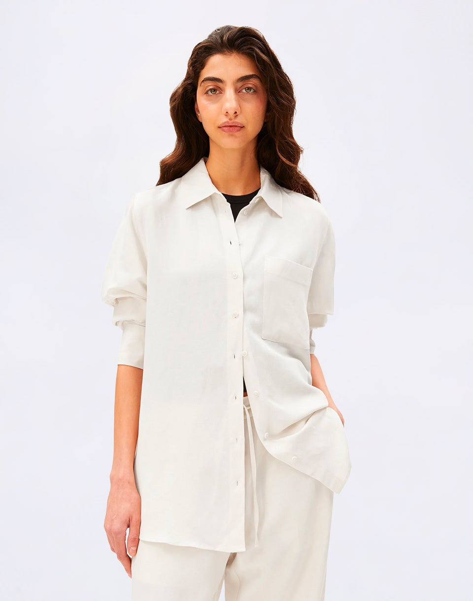 Linen Blend Shirt Blouse