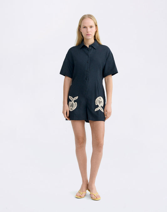 Navy Fish Patch Roberta Jumpsuit