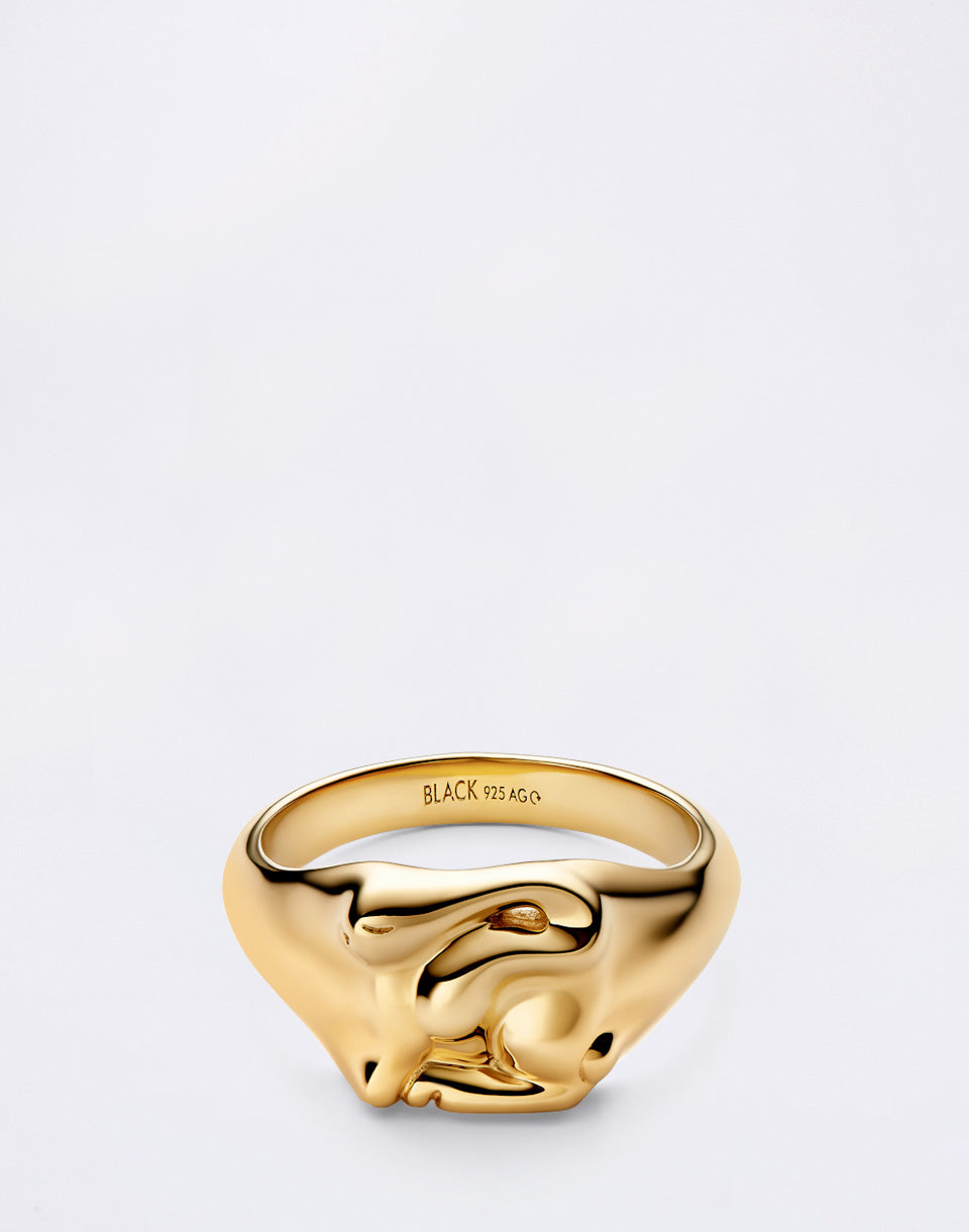 Rabbit Mini Signet Ring Gold