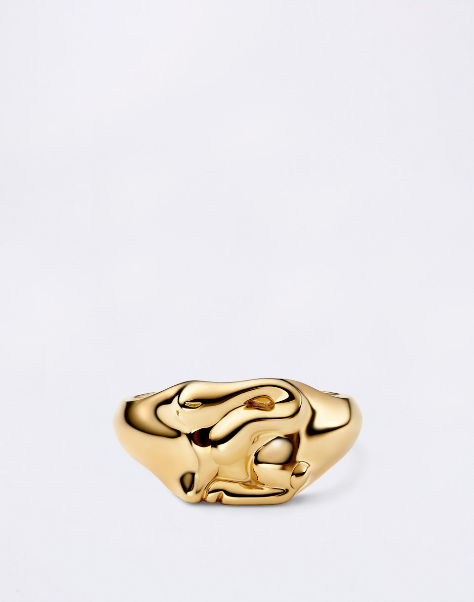 Swan Mini Signet Ring Gold