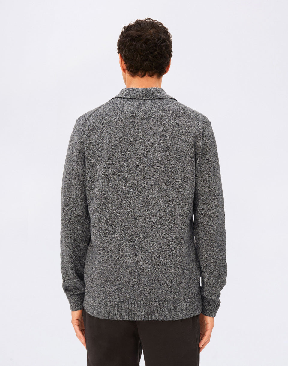 Mouliné Knit Long-Sleeved Polo