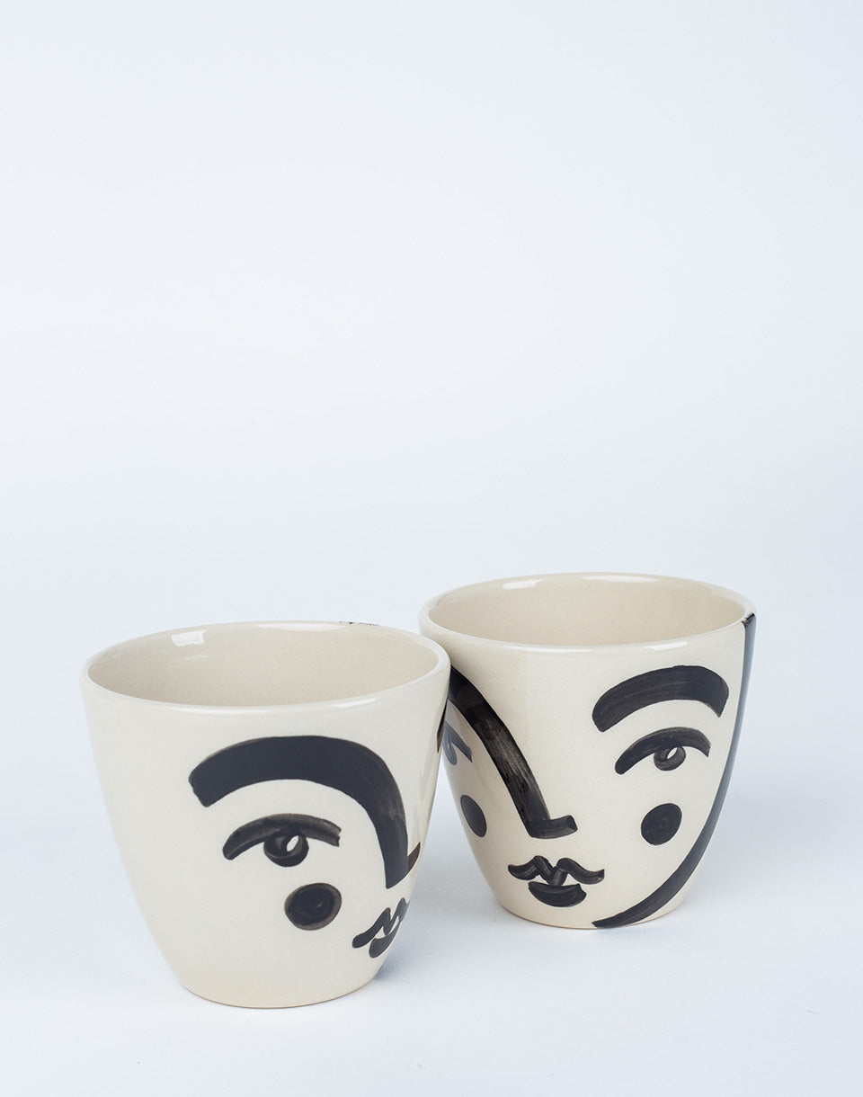 Painted Face Cup - Black w/cheeks
