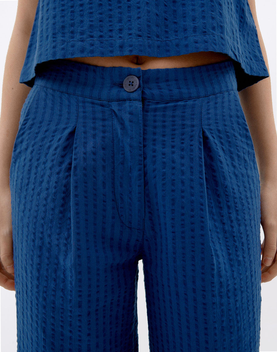 Cobalt Seersucker Manolity Pants