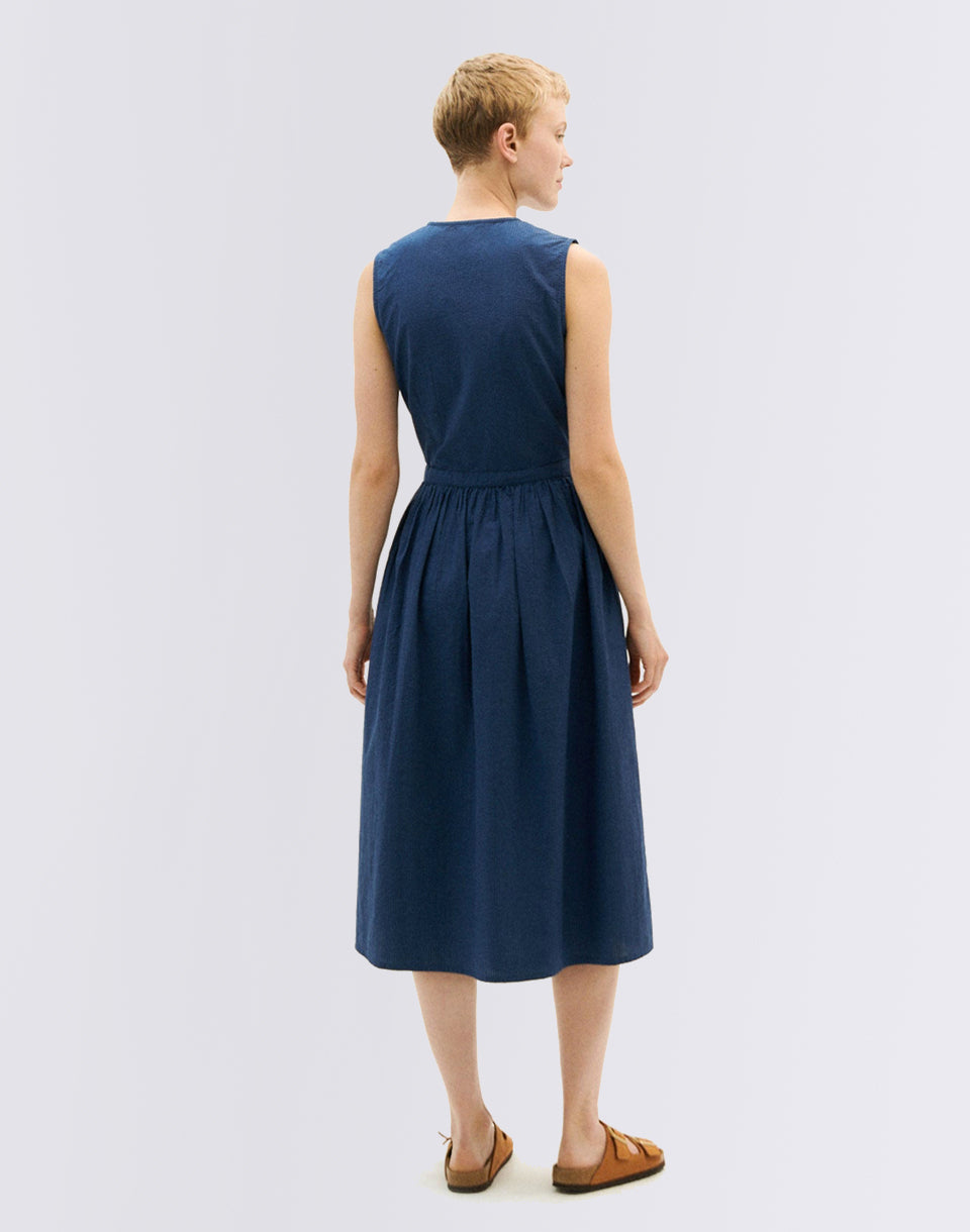 Navy Seersucker Amapola Dress