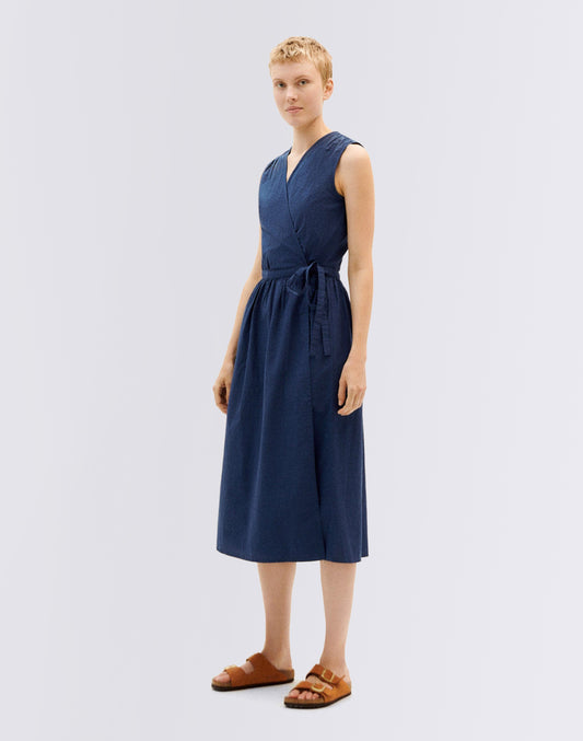 Navy Seersucker Amapola Dress