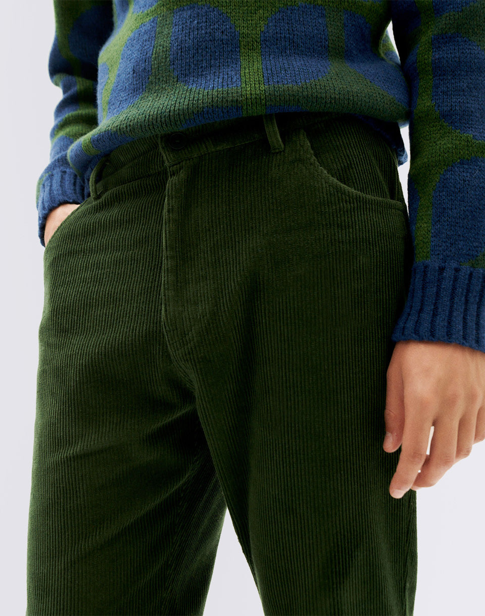 Bottle Green Corduroy Five Pockets Pants