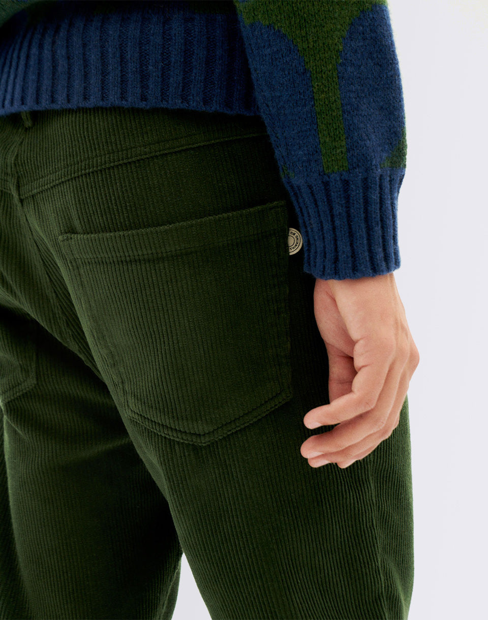 Bottle Green Corduroy Five Pockets Pants